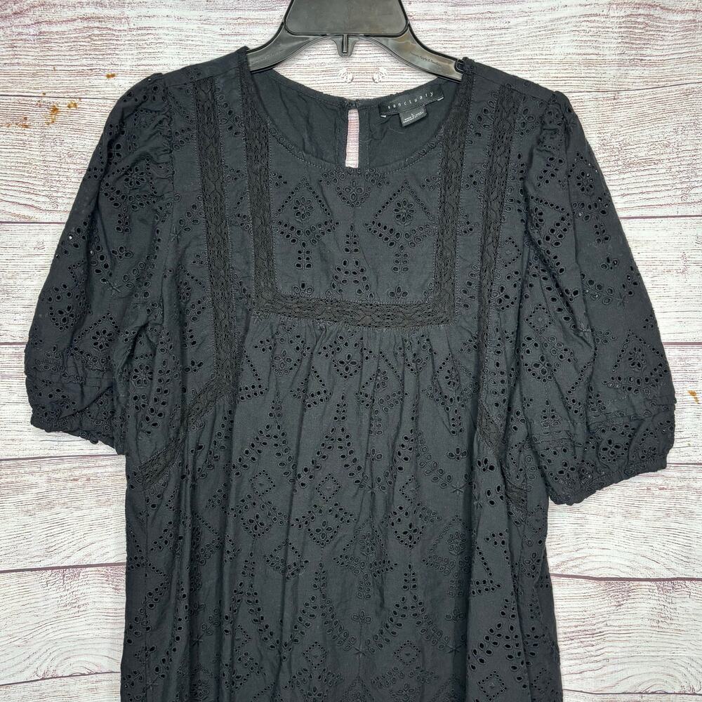 Sanctuary Women's Classic Office Black Eyelet Shift Lined Dress Size Large - Picture 6 of 6